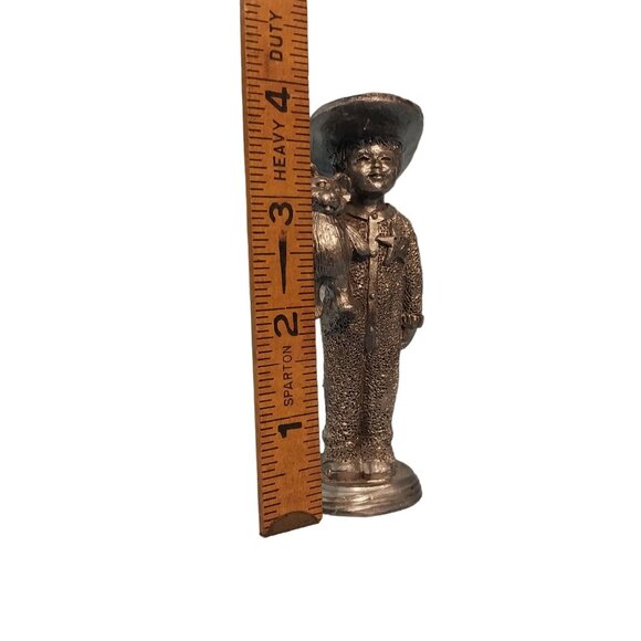 Michael Ricker Signed Pewter Little boy Sheriff Costume With Teddy Bear Statue - Picture 5 of 5